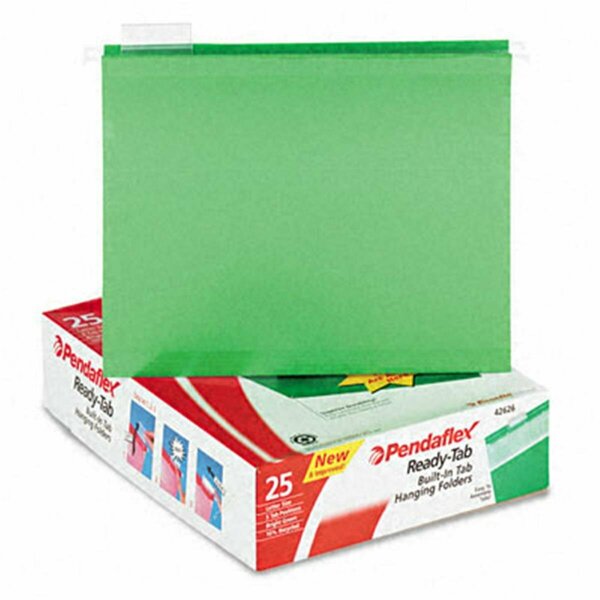 Esselte Pendaflex Ready-Tab Reinforced Hanging Folders 1/5 Tab Letter Bright Green 25PK 42626